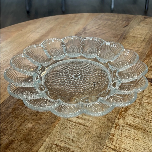 Devilled Egg, Platter, 11” Clear Glass, Serving, Dish. - Picture 3 of 8